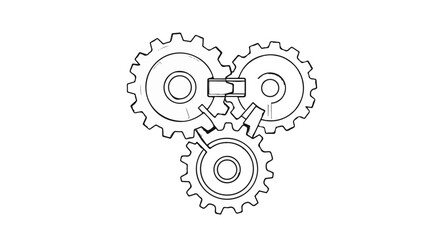 Interlocking gears symbolizing teamwork and mechanical precision in a clean, graphic style