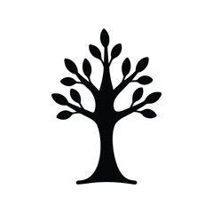 Stylized minimalist tree silhouette with rounded leaves on a white background