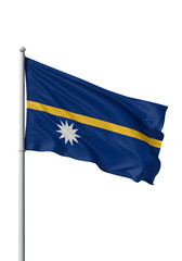 Isolated Transparent Background Photo of Nauru National Flag Waving in Wind
