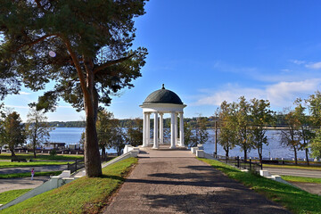 A. N. Ostrovsky's gazebo on the bank of the Volga River in Kostroma.