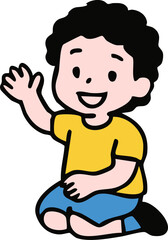 Fototapeta premium Cartoon Illustration of Happy Children kid