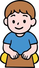 Obraz premium Cartoon Illustration of Happy Children kid