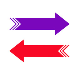 two arrows symbol pointing opposite direction on white background	