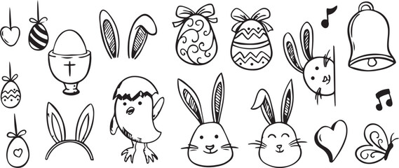 Easter Icons, Spring Symbols, Holiday Patterns, Festive Designs, Black White Art, Renewal Graphics, Easter Elements, Holiday Icons, Spring Icons, Vector Art, Celebration Symbols, Easter Patterns, Holi