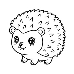 Cute cartoon hedgehog with big eyes and a happy smile perfect for children s illustrations and coloring pages