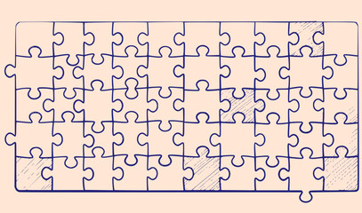 vector set, illustration of Puzzle sketch
