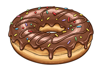 Fototapeta premium Isolated Vector Illustration of a Pixelated Chocolate Donut with Sprinkles