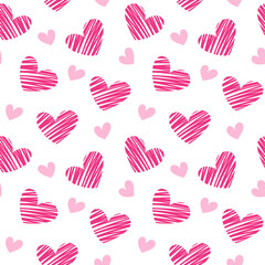 Valentine’s Day Seamless Pattern Digital Paper, Cute Hearts Love Backgrounds for Crafts and Scrapbooking