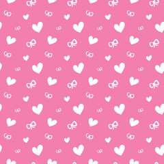 Valentine’s Day Seamless Pattern Digital Paper, Cute Hearts Love Backgrounds for Crafts and Scrapbooking