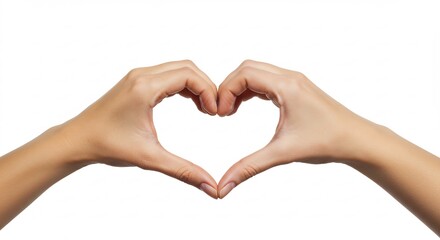 Fototapeta premium 優しさ溢れる白い背景 手が作るハート 美しい愛情表現. AI Generated