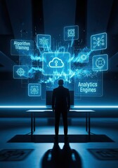 Businessman Analyzing Data: Algorithm Training & Analytics Engines