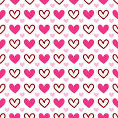 Valentine’s Day Seamless Pattern Digital Paper, Cute Hearts Love Backgrounds for Crafts and Scrapbooking