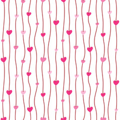 Valentine’s Day Seamless Pattern Digital Paper, Cute Hearts Love Backgrounds for Crafts and Scrapbooking