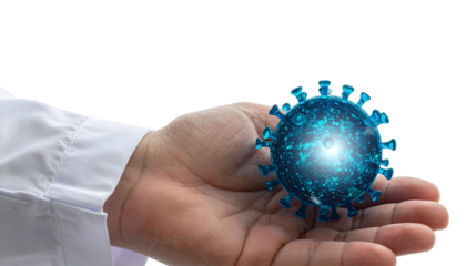 PNG Transparent Doctor Hand Holding Virus Model