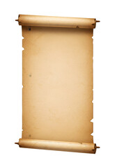 Isolated Vintage Parchment Scroll Rolled With Brown Background For Text