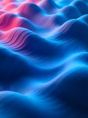 Obraz premium Vibrant flowing waves of pink and blue light creating a smooth, abstract digital landscape
