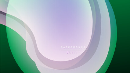 Abstract flowing shapes, purple, green hues dominate. Minimalist design, dark background creates contrast. Soft gradients present.