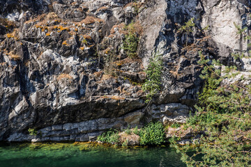 Russia. Summer landscape of the Ruskeala mountain park. The turquoise and marble canyon in summer. Russia, Republic of Karelia, village of Ruskeala.