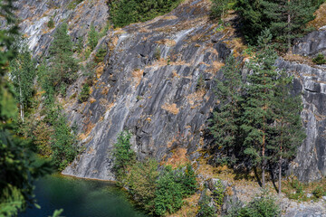 Russia. Summer landscape of the Ruskeala mountain park. The turquoise and marble canyon in summer. Russia, Republic of Karelia, village of Ruskeala.