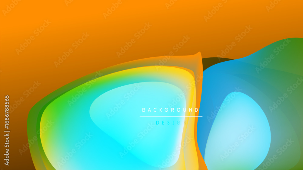 Wall mural abstract colorful shapes overlap, creating vibrant gradients. background is dark, emphasizing bright