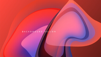 Abstract fluid shapes, vibrant gradients. Red, purple hues dominate dark background. Modern design element, smooth transitions visible.