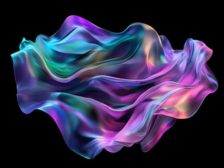 Obraz premium Colorful Fabric: A swirling dance of vibrant, iridescent fabric against a dark background, it showcases the beauty and texture.