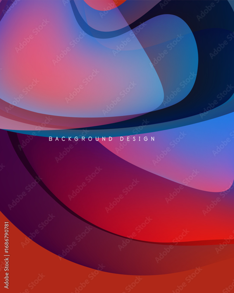 Wall mural abstract flowing shapes, vibrant colors blend. gradient hues create dynamic visual texture. modern d