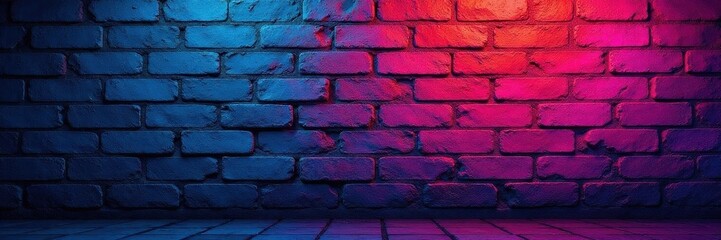 Neon graffiti art banner, bold colors, brick wall texture , pattern, modern, surface