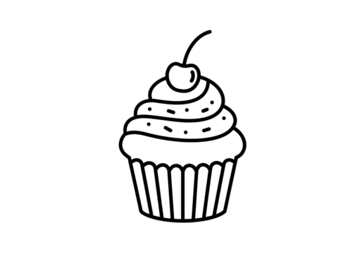 Isolated White Cupcake Illustration On Black Background - Powered by Adobe