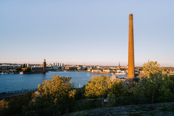 Obraz premium Skinnarviksberget at sunset in fall