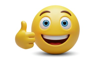 Fototapeta premium Realistic 3D Rendered Smiley Face with Thumbs Up Gesture Illustration