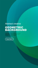 Abstract geometric background features overlapping teal curves, text, button. Modern design suitable for presentations, websites.