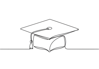 Isolated White Graduation Cap Illustration On Black Background