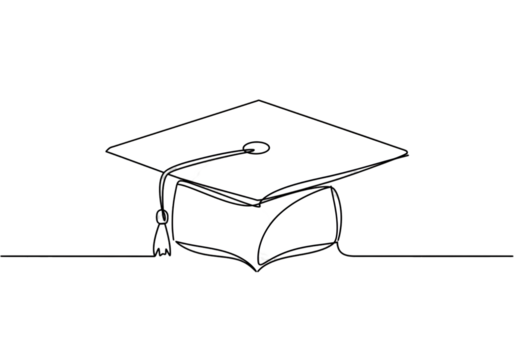 Isolated White Graduation Cap Illustration On Black Background