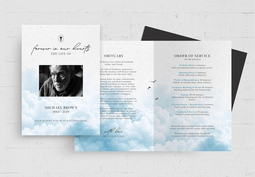 Heavenly Sky Funeral Program Template