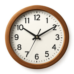 Modern wall clock showing half past seven on transparent background