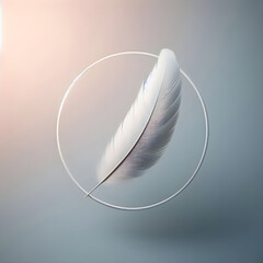 Minimal Feather in Geometric Circle with Soft Light and Elegant Abstract Style