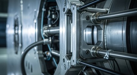 Detailed metal alloy surfaces and structural reinforcements visible in hypersonic wind tunnel test section designed to withstand extreme scramjet testing forces.