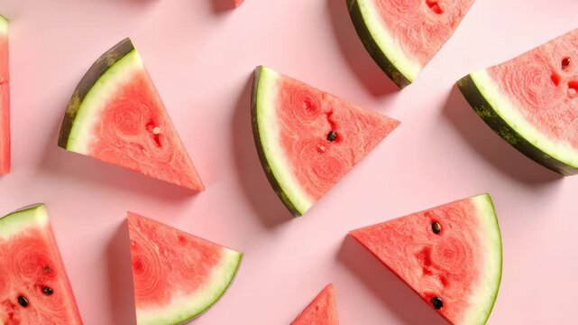 Watermelon Slices Pink Background