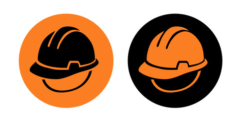 Fototapeta premium High quality vector of two circular construction helmet icons in bold black and orange. Perfect for apps, safety signage, engineering sites, labor branding, and educational materials.