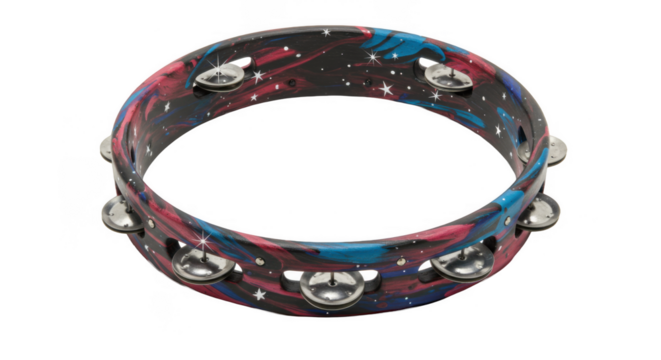 Colorful Tambourine Musical Instrument with Jingle Bells for Percussion.