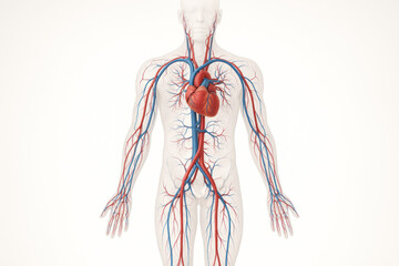 Human circulatory system, arteries and veins illustration, educational medical science diagram, anatomy  [Illustration]