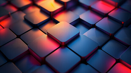 3D metallic squares background with colorful lighting