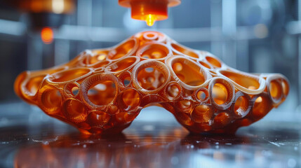 3D printer creating intricate object in lab