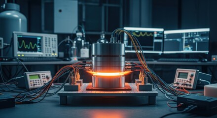 Laboratory environment capturing sintering zone testing on hydrogen electrolyzer stacks focusing on thermal stability and coated surface resilience.