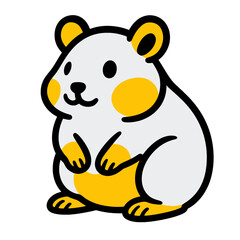 Cheerful Hamster Illustration Cute Rodent with Yellow Accents on White Background