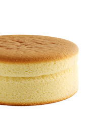 Isolated Yellow Cake Layers on Transparent Background Macro Photo