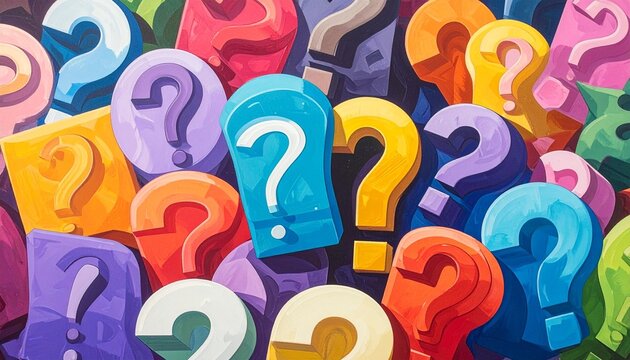 National Punctuation Day –Colorful collage of question marks, exclamation marks, and commas.
