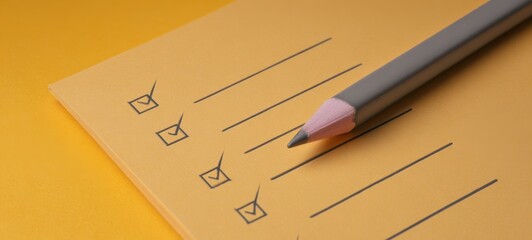 The checklist with a pencil on a vibrant yellow background