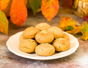 Autumnal cookies on a plate